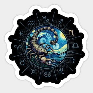 ZODIAC Scorpio - Astrological SCORPIO - SCORPIO - ZODIAC sign - Van Gogh style - 6 Sticker